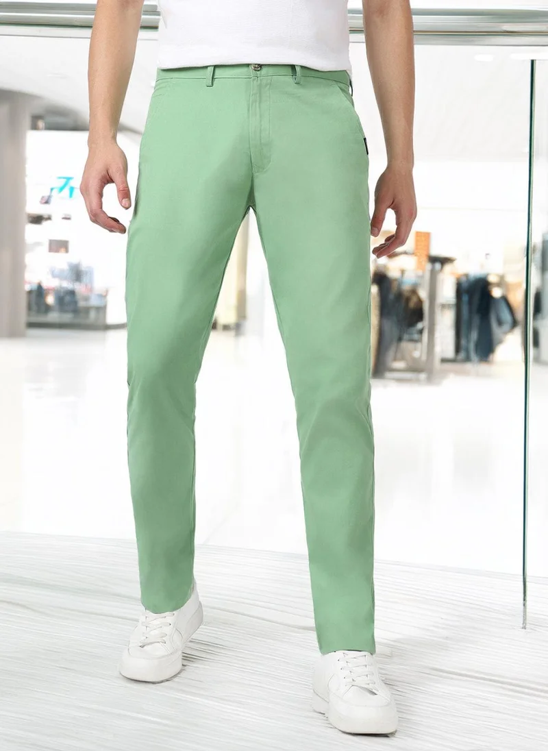 Urbano Fashion Men's Green Cotton Slim Fit Casual Chinos Trousers